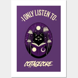 I only Listen To Cottagecore Metal Cat Posters and Art